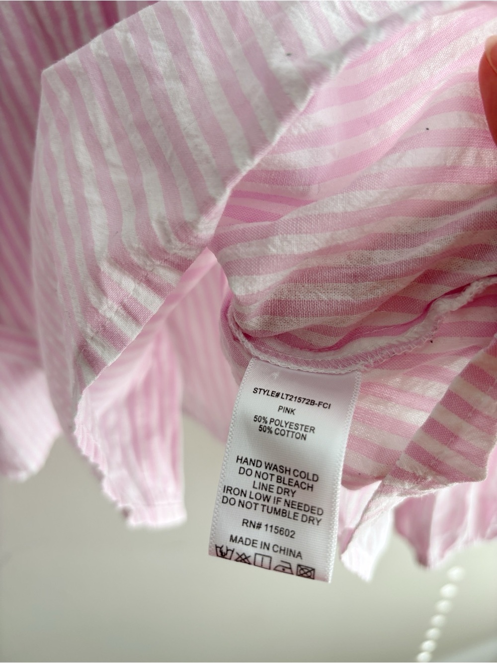Altar’d State Striped Pink Button-Front Balloon Sleeve Women's Top - Picture 3 of 4